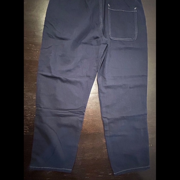 Sandrine Rose X Free People Blue/Blk French Worker Pant Pinstripe Patch Size 29 - Picture 8 of 14